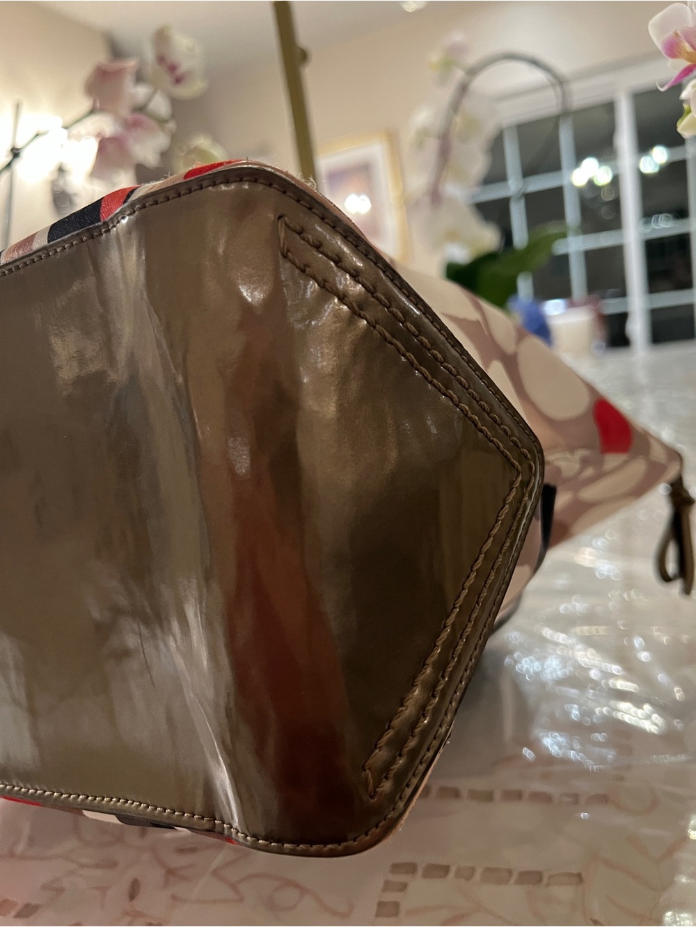 Coach Poppy Dot Print Tote Bag Style 25124 | Red Satin Lining | Shoulder Bag - Picture 8 of 16